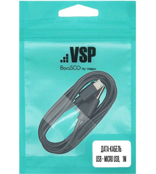 Дата-кабель micro-usb VSP 1А/1,0m чёрный